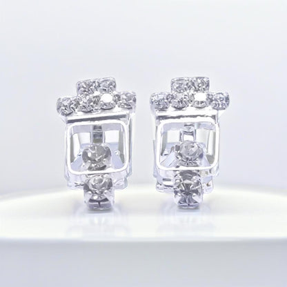 Silver Diamond Clip On Stud Earrings