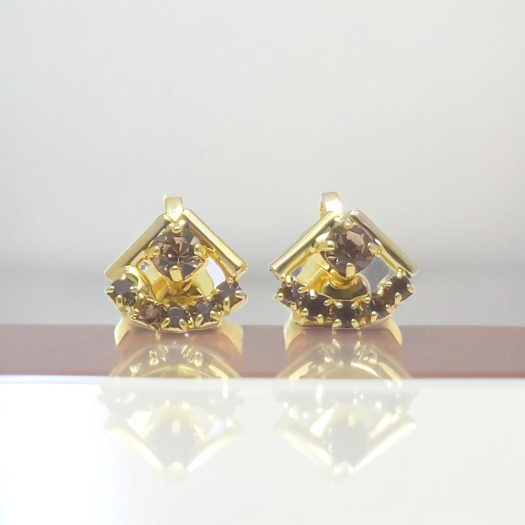 Gold Diamond Clip On Stud Earrings