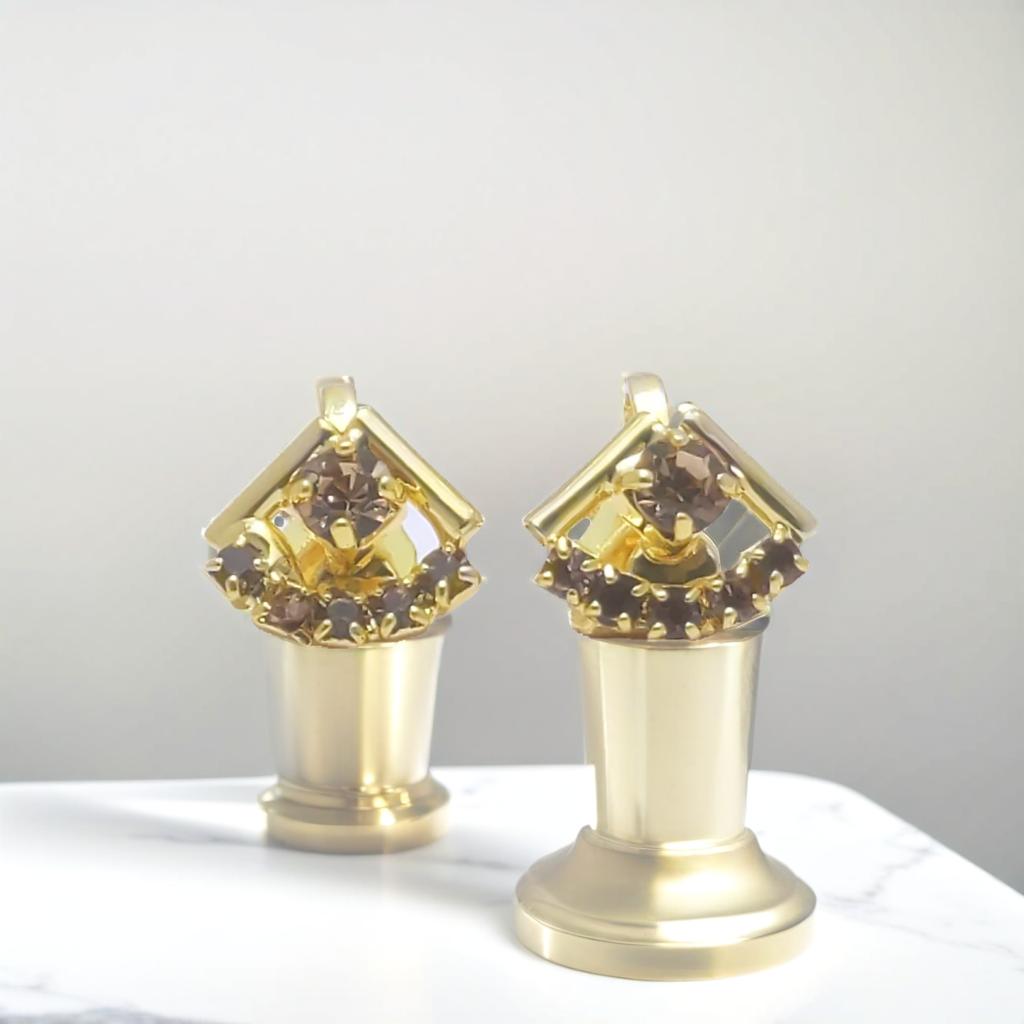 Gold Diamond Clip On Stud Earrings