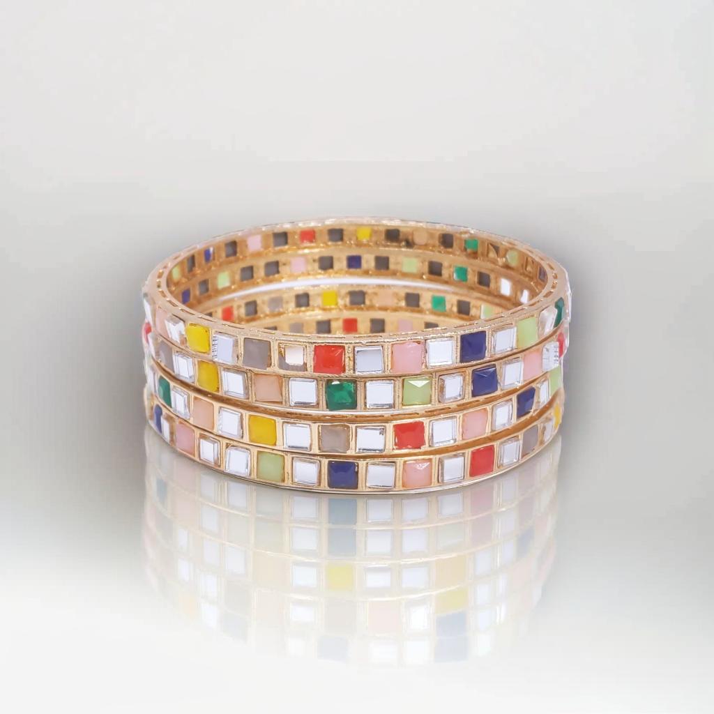 Gold Multicolour Design Bangles Bracelet Set