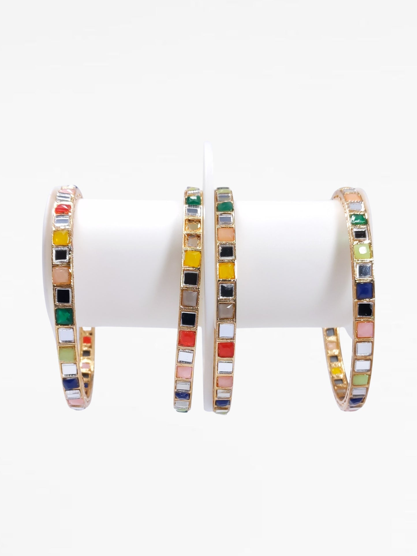 Gold Multicolour Design Bangles Bracelet Set