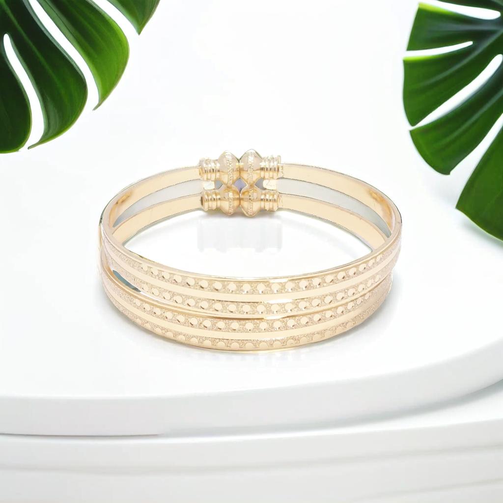 Gold Tone Pattern Detail Bangle Bracelet Set