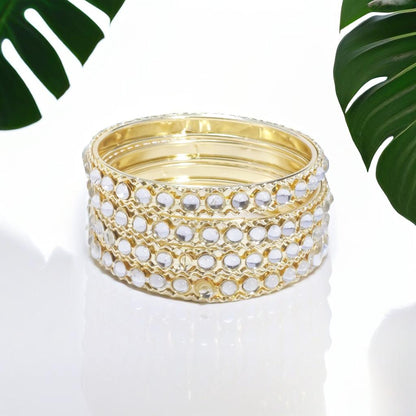 Gold Tone Diamante Detail Bangle Bracelets