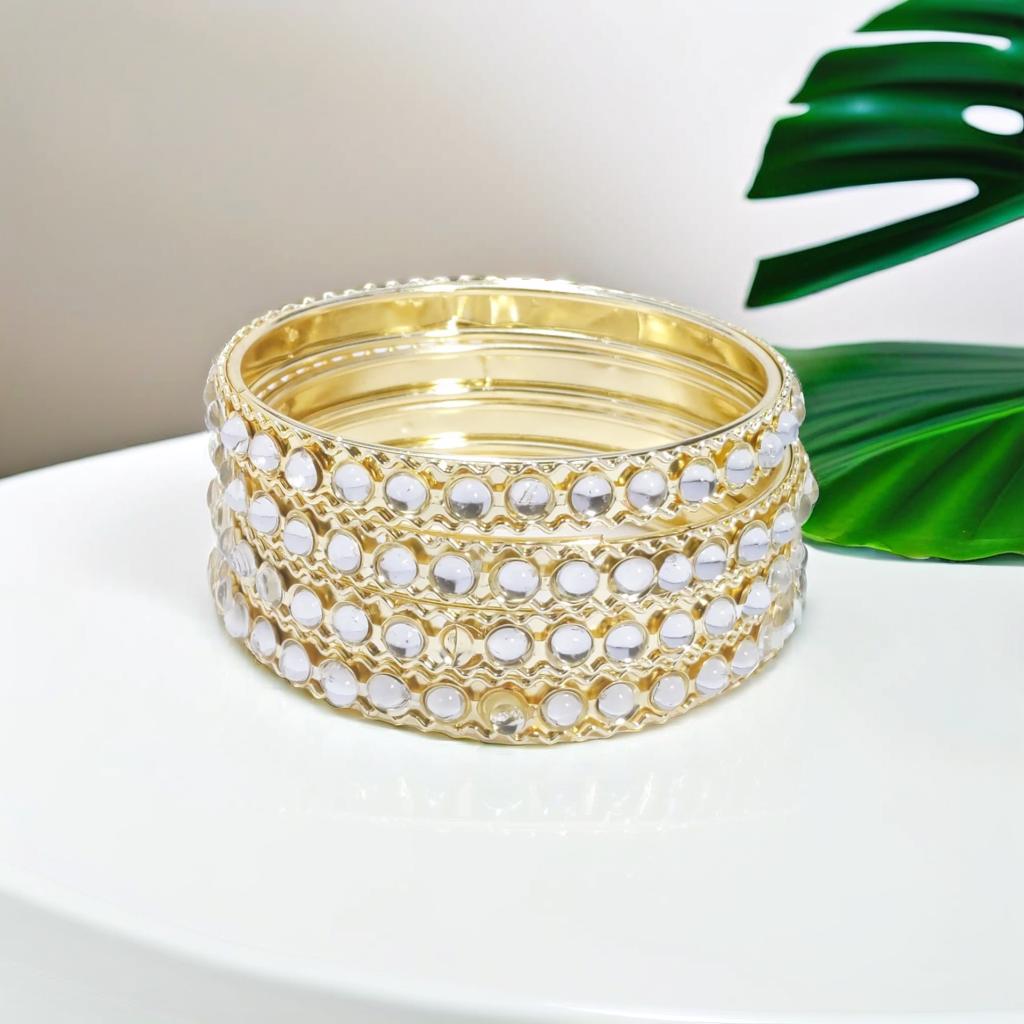 Gold Tone Diamante Detail Bangle Bracelets