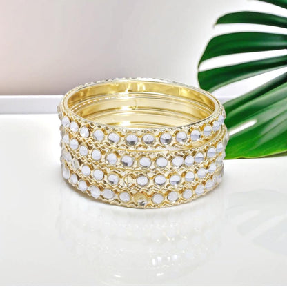 Gold Tone Diamante Detail Bangle Bracelets