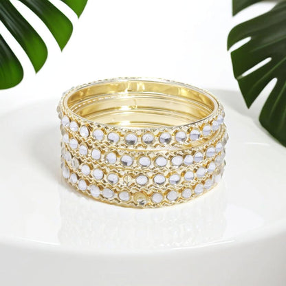 Gold Tone Diamante Detail Bangle Bracelets