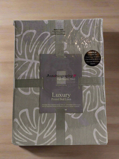 Grey Floral Luxury Microfibre Single Complete Duvet Cover Set