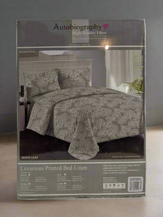 Grey Floral Luxury Microfibre Single Complete Duvet Cover Set