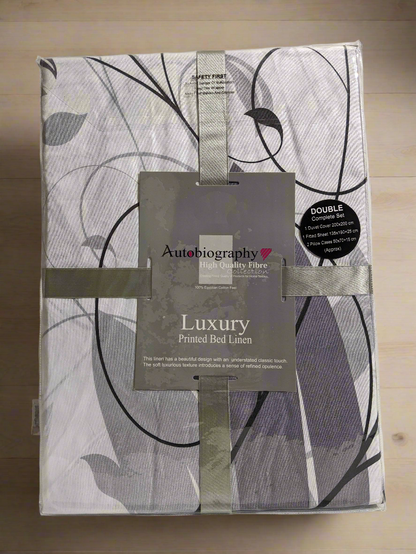 Grey & White Luxury Microfibre Double Complete Duvet Cover Set