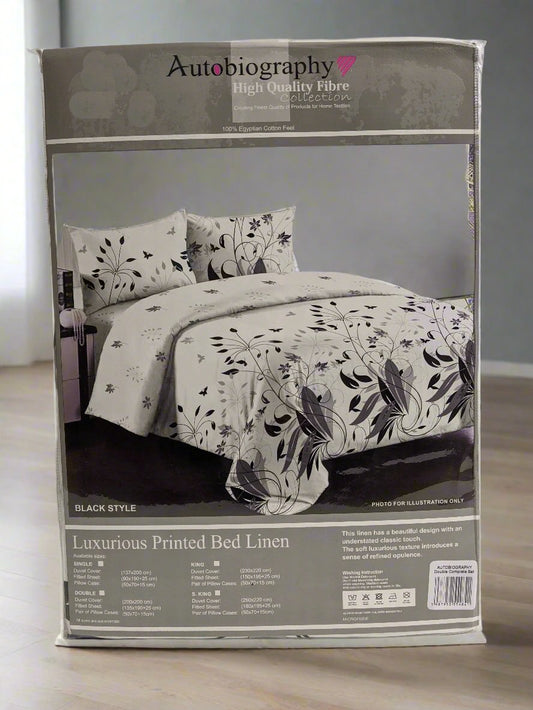 Grey & White Luxury Microfibre Double Complete Duvet Cover Set