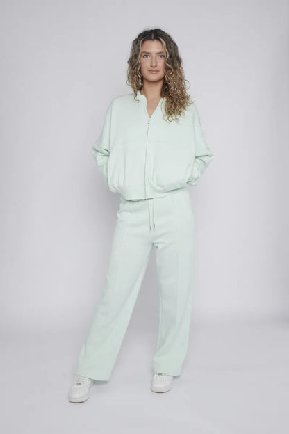 Mint Bomber Style Jacket & Wide Leg Bottoms Co-ord Loungewear Set