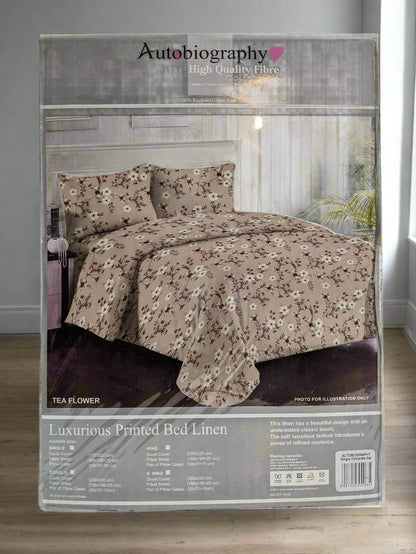 Peach Floral Pattern Luxury Microfibre Single Complete Duvet Cover Set