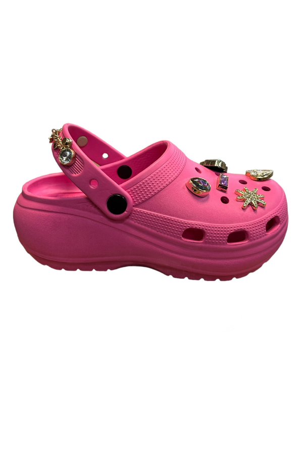 Pink Multi Charm Chunky Clogs