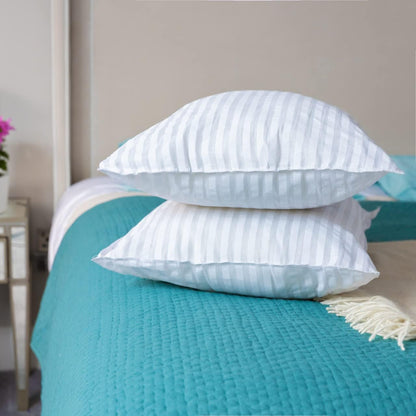 Twin Pack Hotel Quality Stripe Luxury Bounce Back Pillows