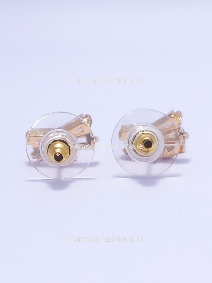 Gold Bow Detail Diamond Stud Earrings