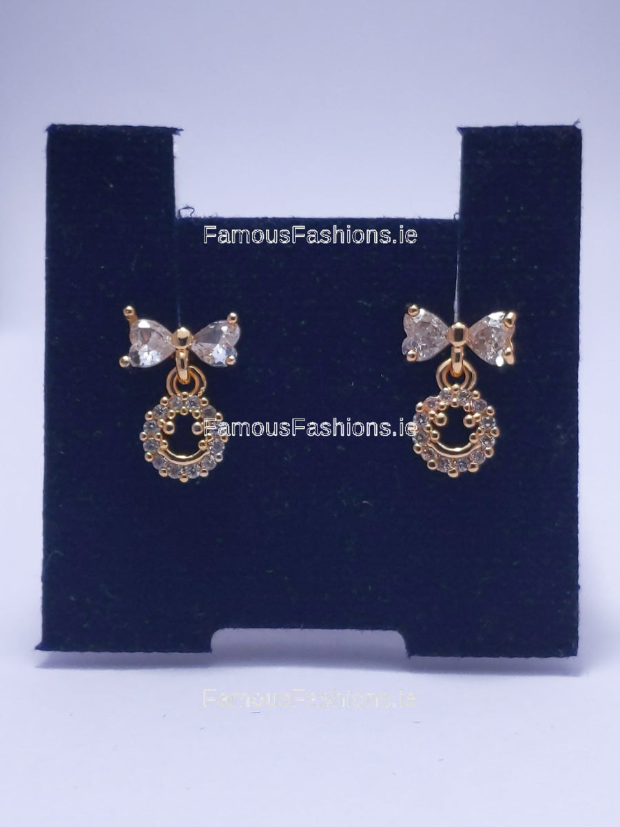 Gold Bow Stud Diamond Earrings