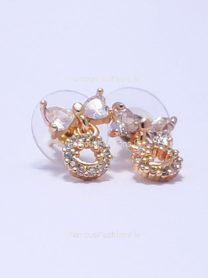 Gold Bow Stud Diamond Earrings