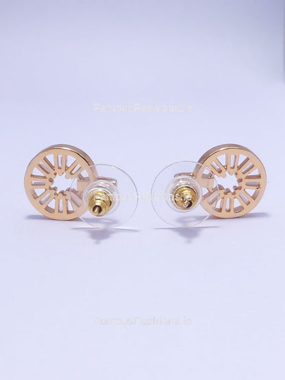 Gold Circle Stud Earrings