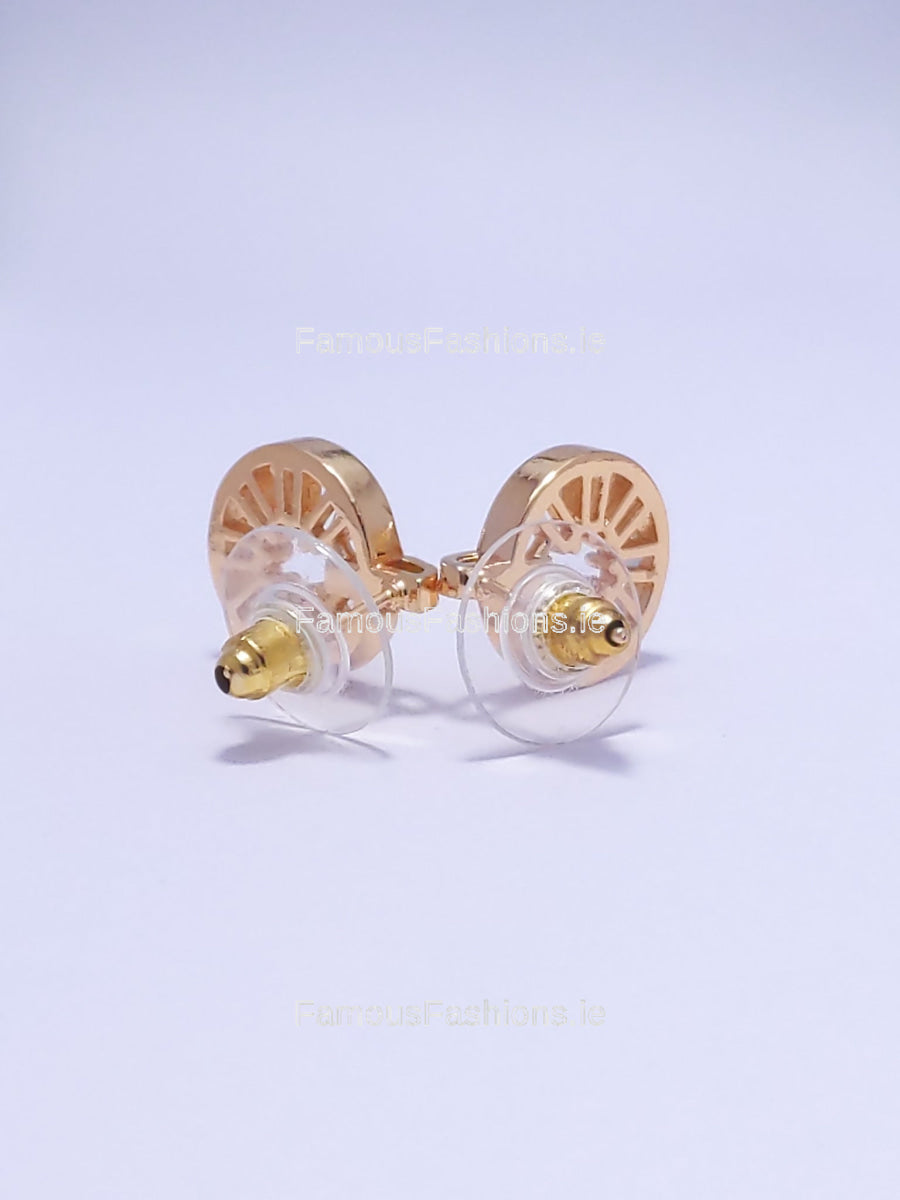 Gold Circle Stud Earrings