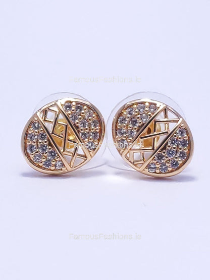 Gold Diamond Detail Stud Earrings