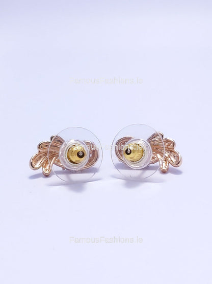 Gold Diamond Detail Stud Earrings