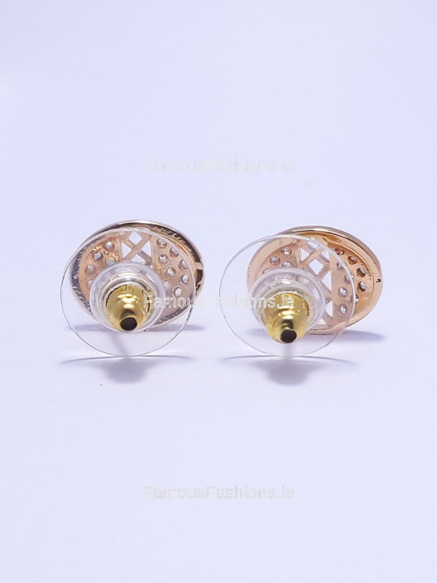 Gold Diamond Detail Stud Earrings