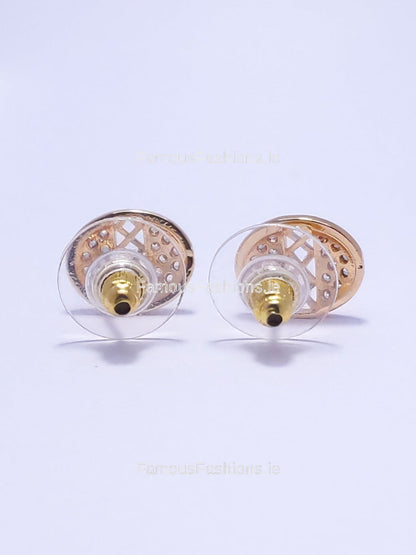 Gold Diamond Detail Stud Earrings