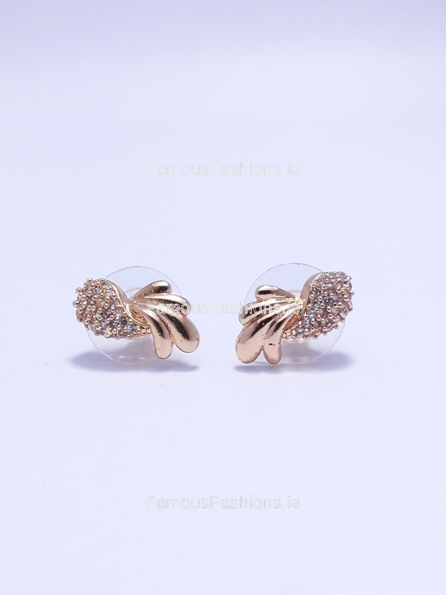 Gold Diamond Detail Stud Earrings