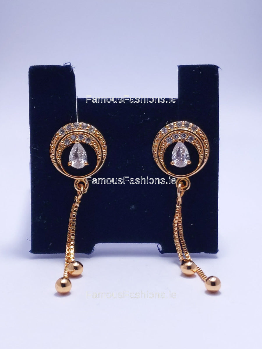 Gold Diamond Encrusted Drop Earrings