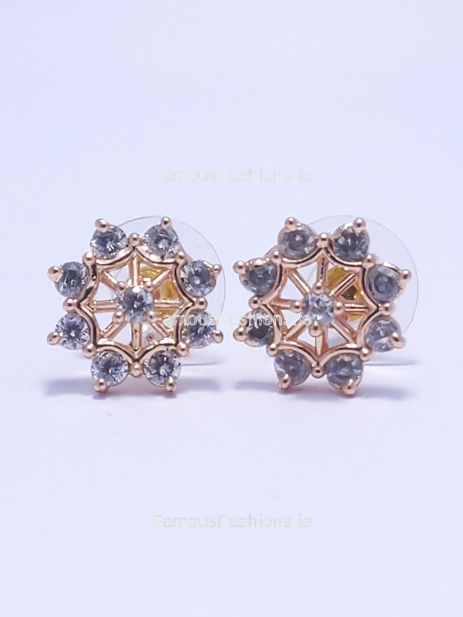 Gold Diamond Star Stud Earrings