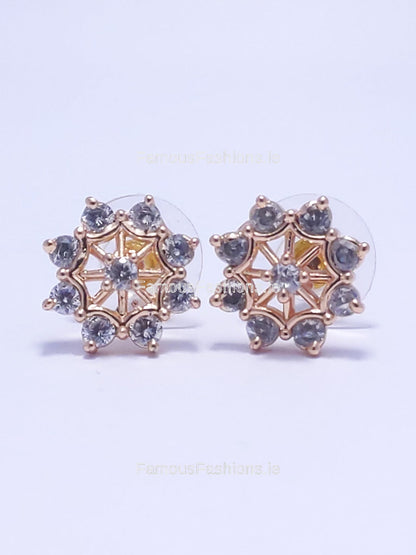 Gold Diamond Star Stud Earrings