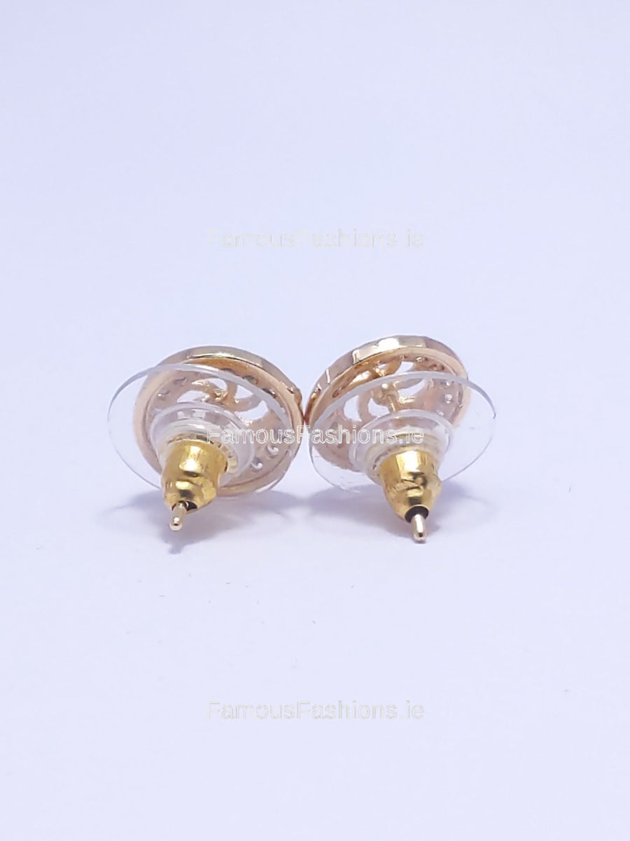 Gold Swirl Diamond Encrusted Earrings