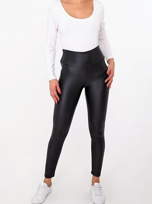 Black Leather Look High Waist Legging