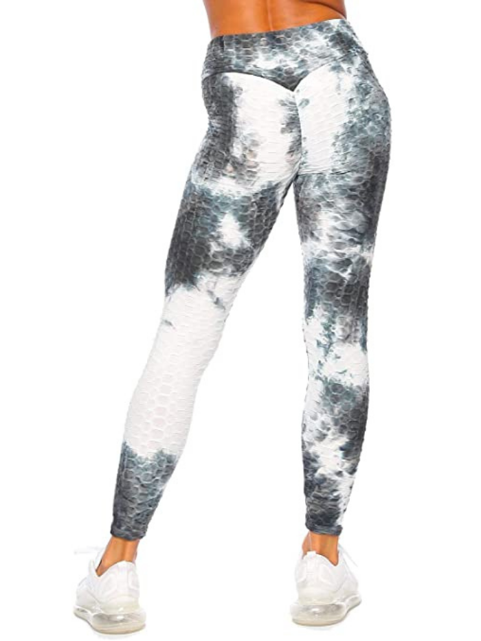 Black & White Tie Dye Texture Detail Active Legging