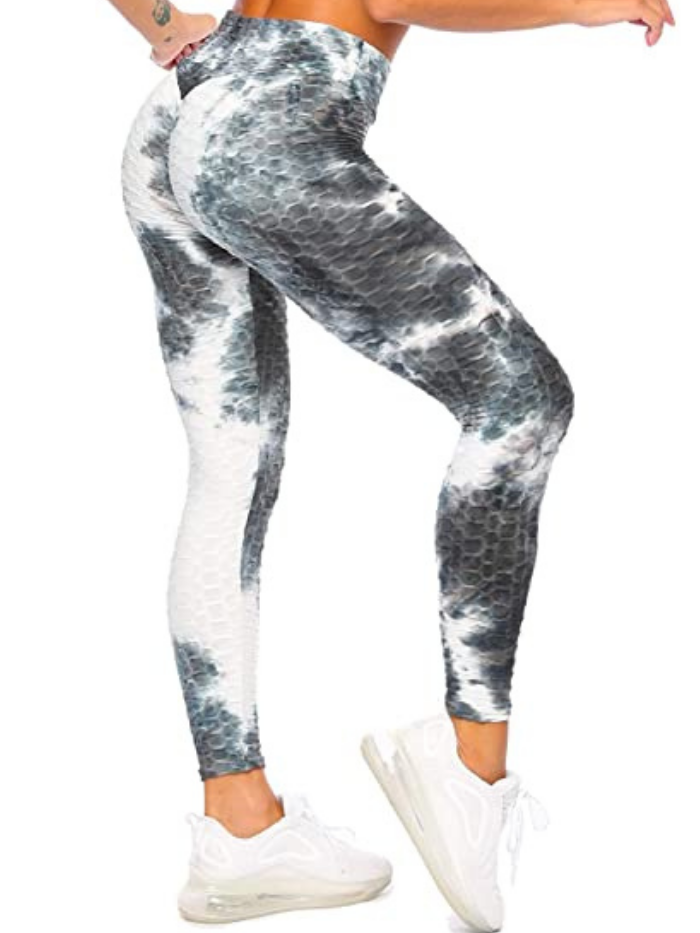 Black & White Tie Dye Texture Detail Active Legging