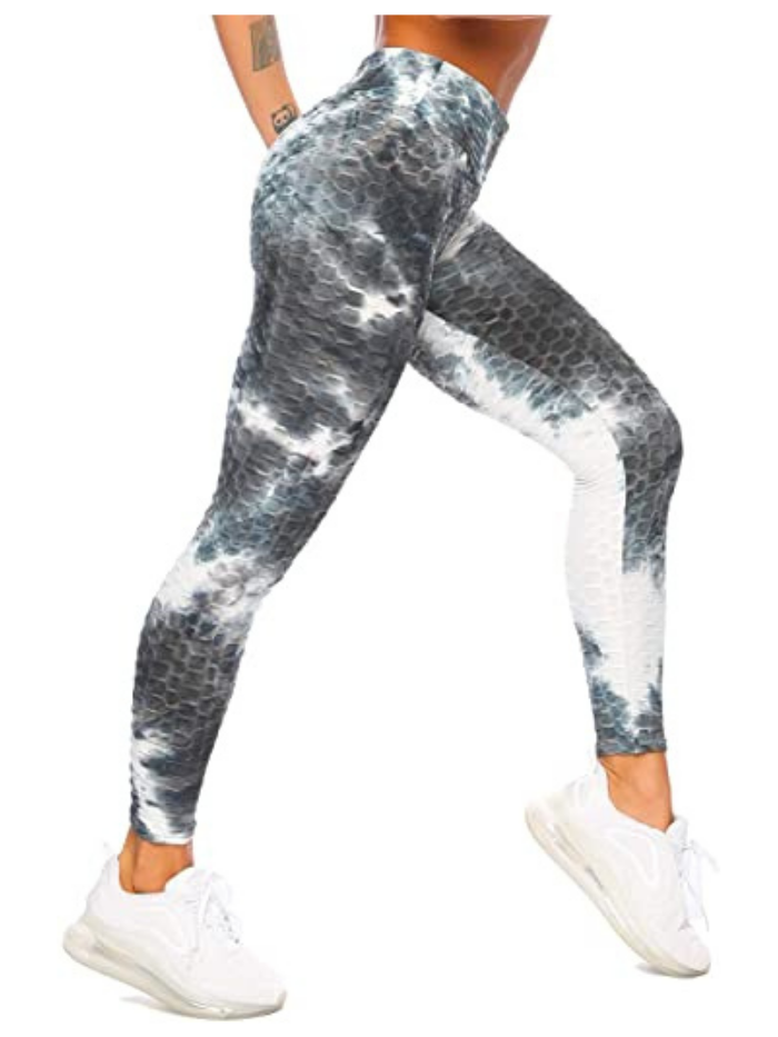 Black & White Tie Dye Texture Detail Active Legging