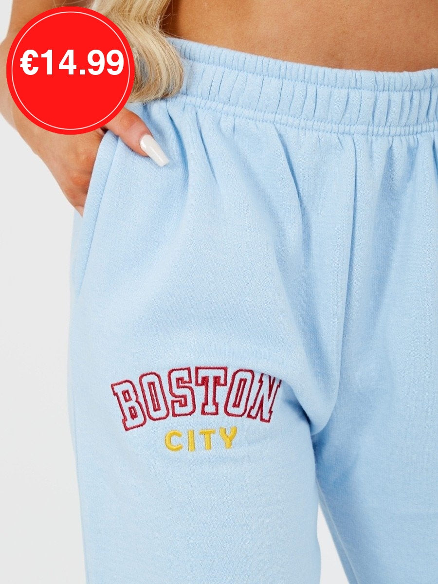 Blue Boston Embroidered Fleece Jogger