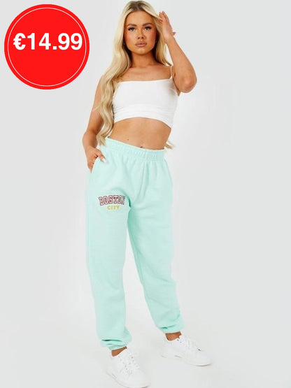 Mint Boston Embroidered Fleece Jogger