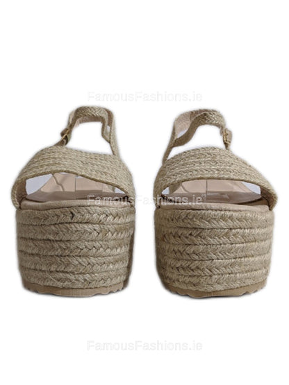 Beige Platform Braided Espadrille Sandals