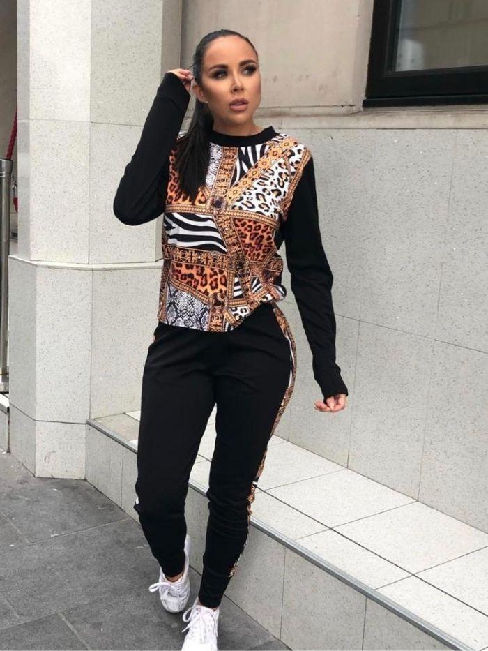 Black Chain Print Tracksuit