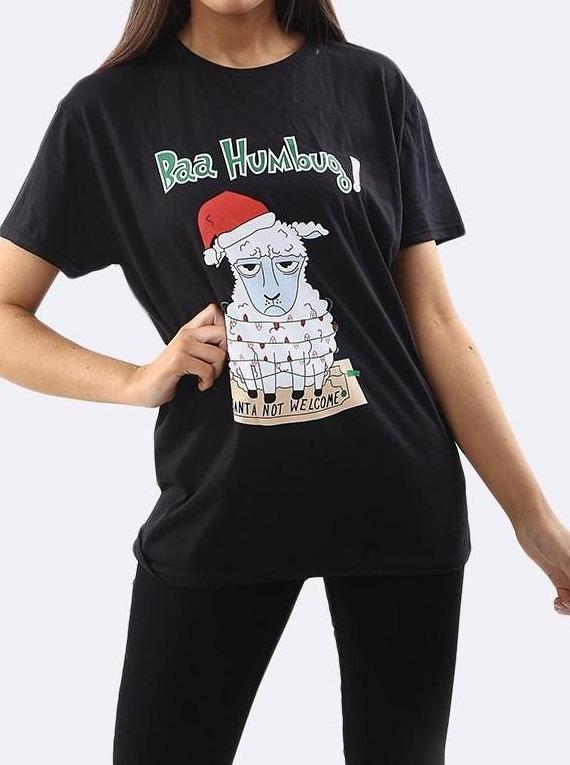 Black 'Baa Humbug' Christmas T-Shirt