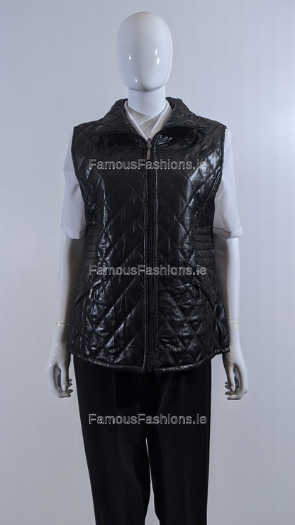 Black Diamond Quilted Waistcoat with Zipped Pockets