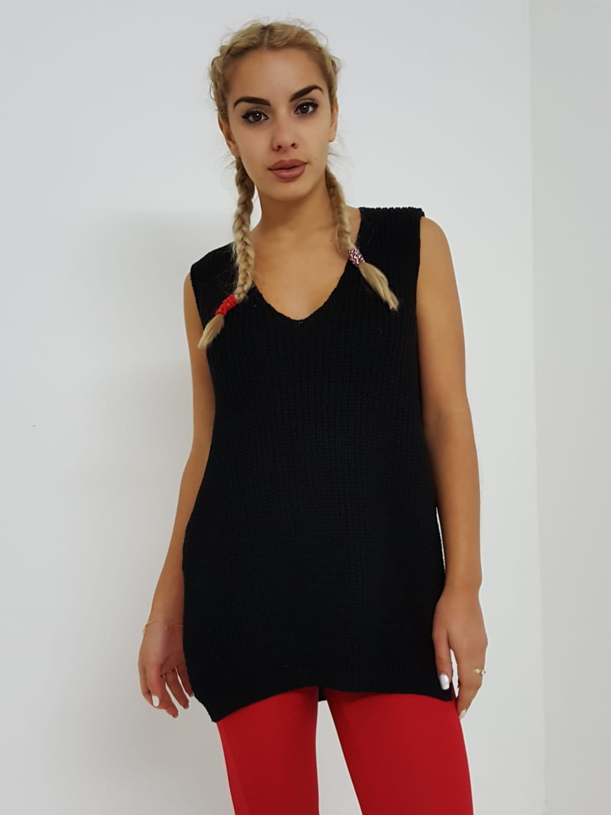 Black Knitted V-Neck Jumper Vest