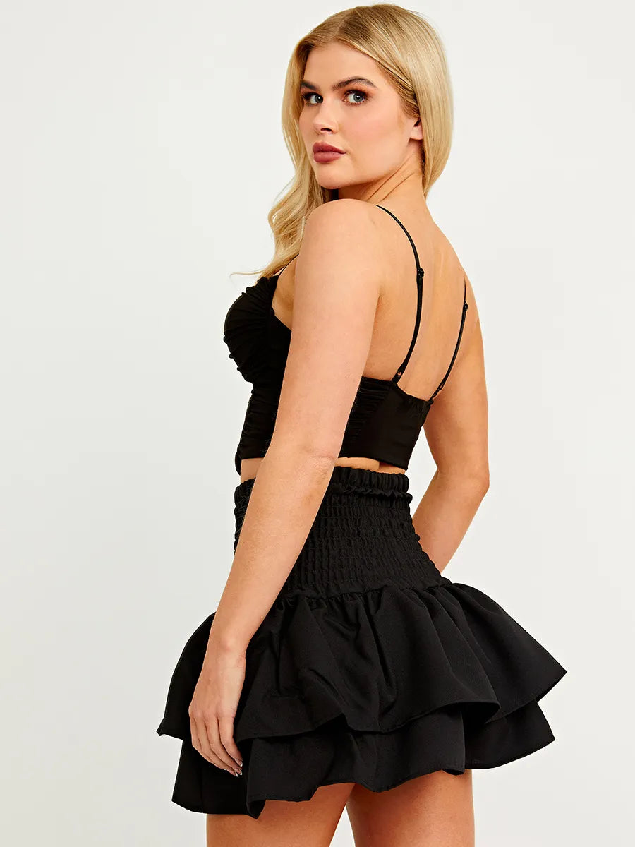 Black Layered Rara Mini Skirt