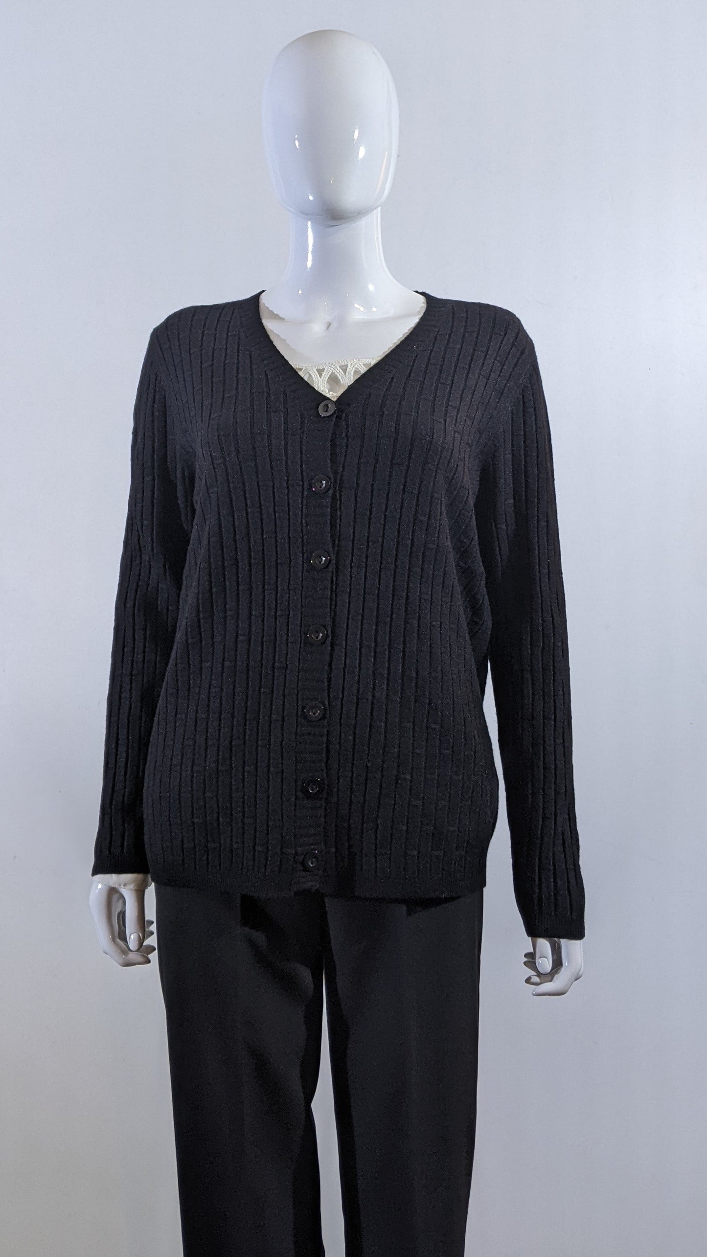 Black Soft Touch V-Neck Button Cardigan