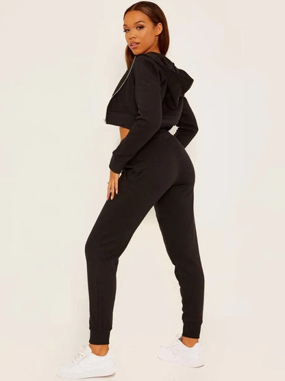 Black Zip Hoodie Jogger Tracksuit