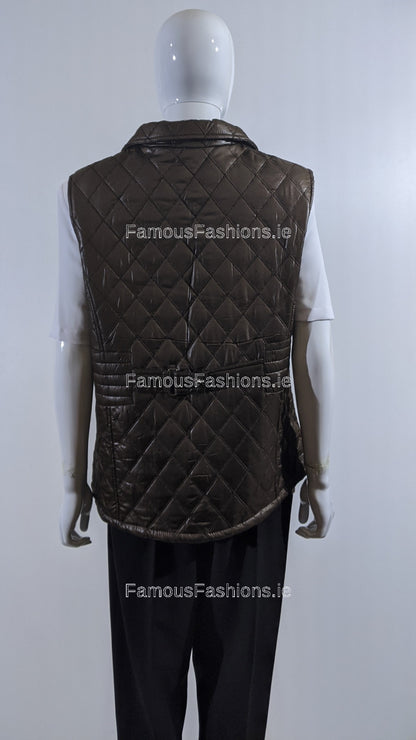 Brown Diamond Quilted Waistcoat with Zipped Pockets