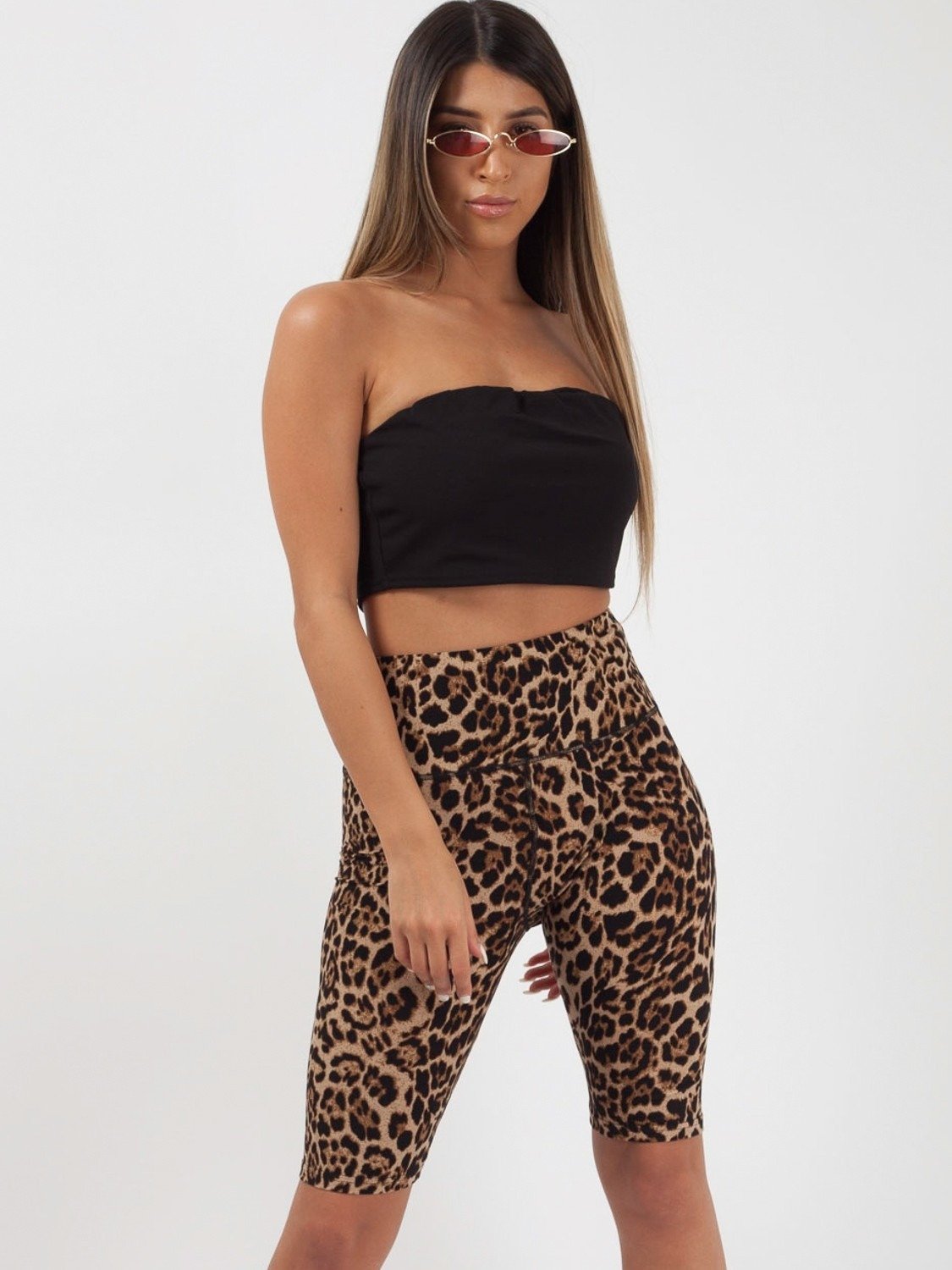 Brown Leopard Print Cycling Shorts