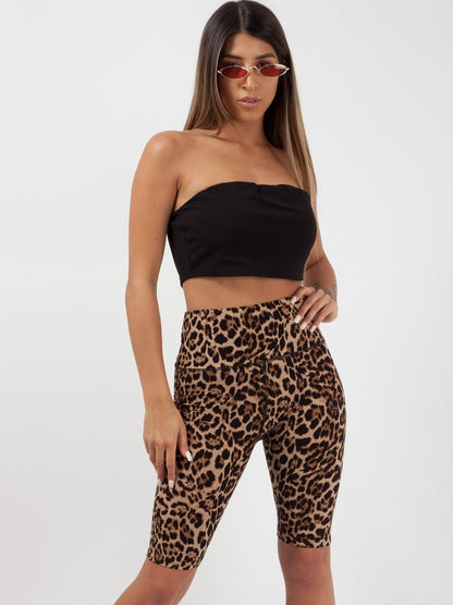 Brown Leopard Print Cycling Shorts