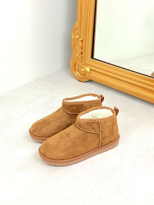 Camel Fur Lined Mini Ankle Snugg Boots